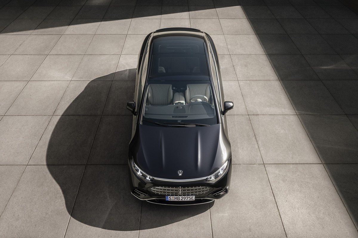 der neue Mercedes Benz EQS. Draufsicht.